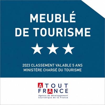 Label officiel Meublé de Tourisme classé 3 étoiles - Atout France, N° de déclaration en mairie 07090000002AM