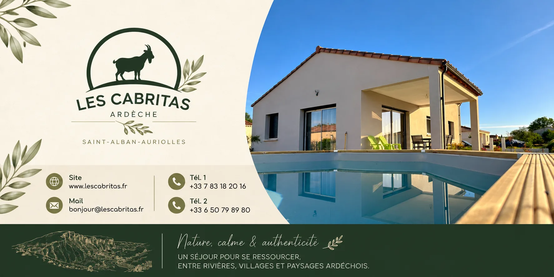 Les Cabritas Sud-Ardèche, gîte avec piscine privée à Saint-Alban-Auriolles